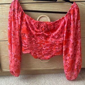 Free People XS off the shoulder crop top, floral